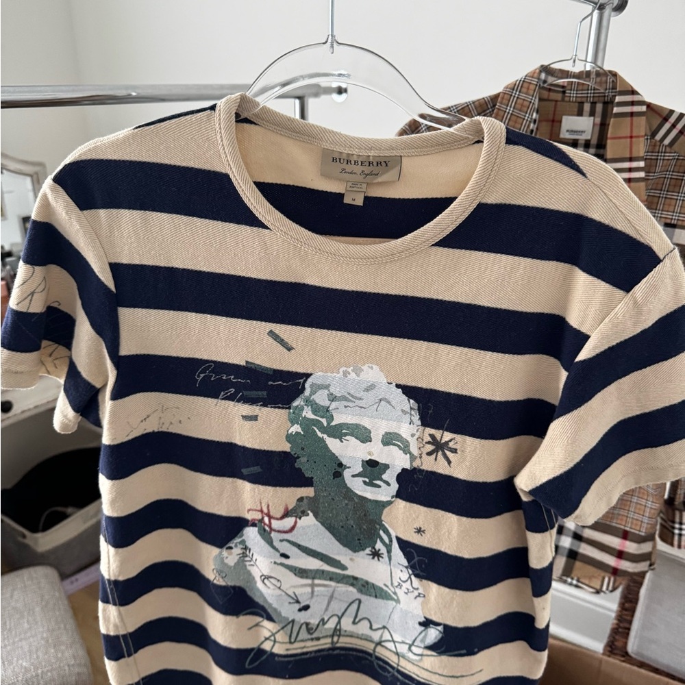 Runway Burberry Striped Graphic T-Shirt